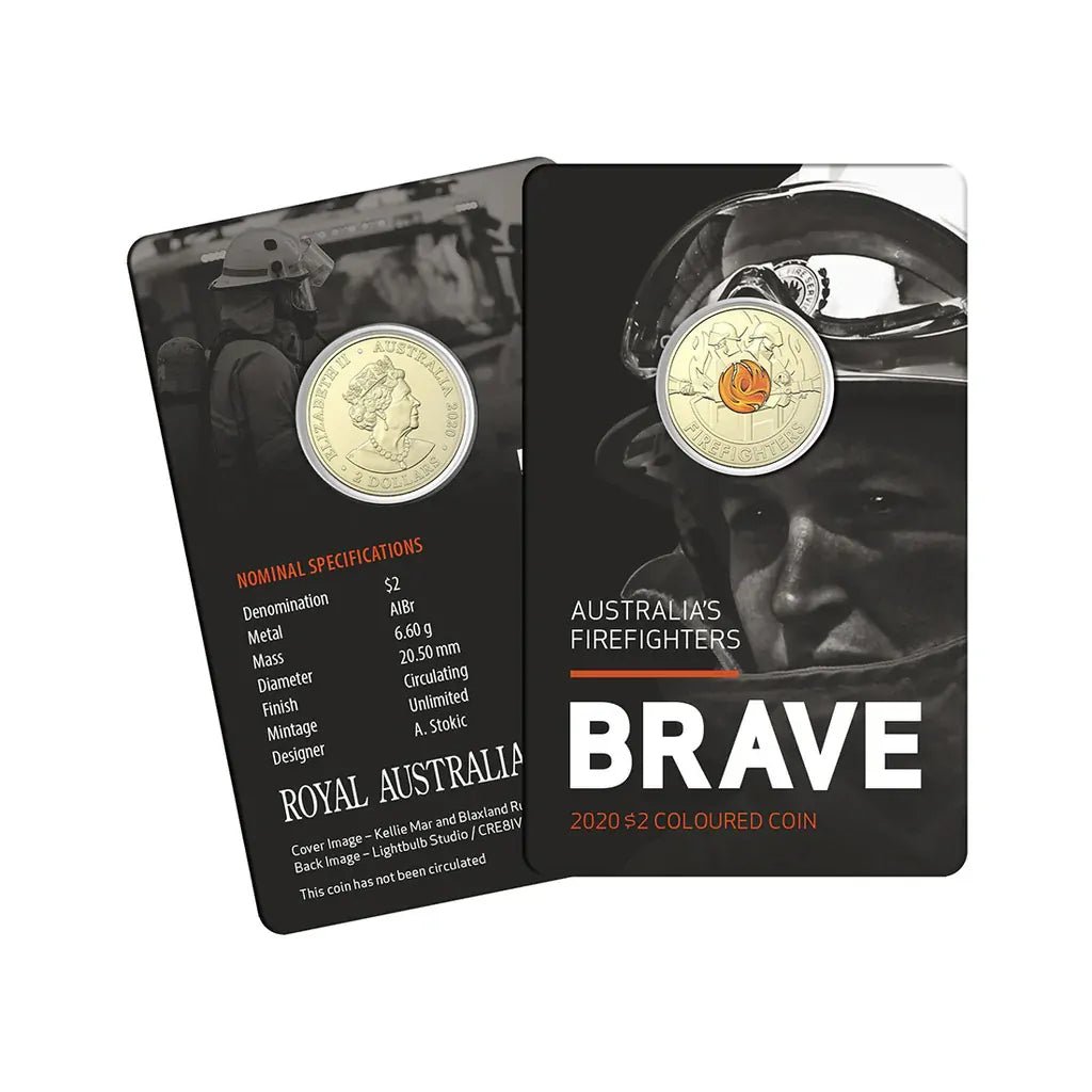 2020 $2 Australia's Firefighters 'Brave' Coloured Coin Card - Mastercoins