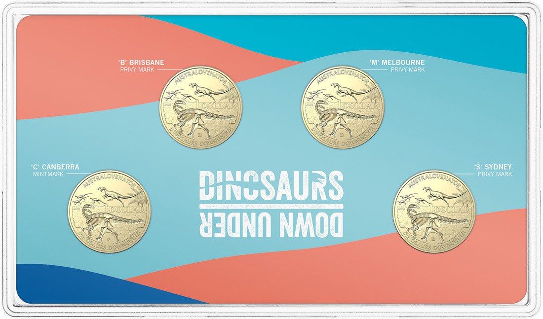 2022 $1 Australian Dinosaurs Uncirculated Privy Mark Four-Coin Collection - Mastercoins