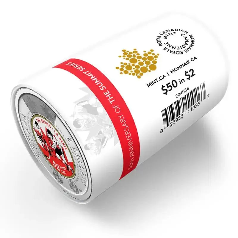 2022 Canadian $2 Summit Hockey Series 50th Anniv Coloured Toonie Special Wrap Coin Roll - Mastercoins