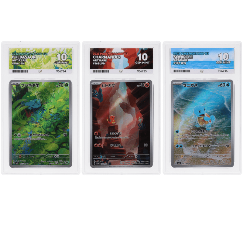 pokemon card charmander bulbasaur squirtle 🎰👀 BULBASAUR 166, CHARMANDER 168, SQUIRTLE 170 JAPANESE 151 SEQUENTIAL  ACE 10