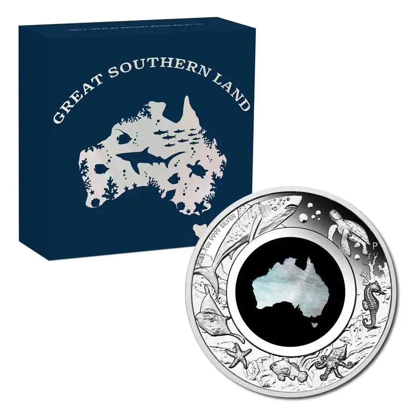 Great Southern Land 1oz Silver Proof Coin Set of 3 - Opal, Mother of Pearl, Lepidolite - Mastercoins