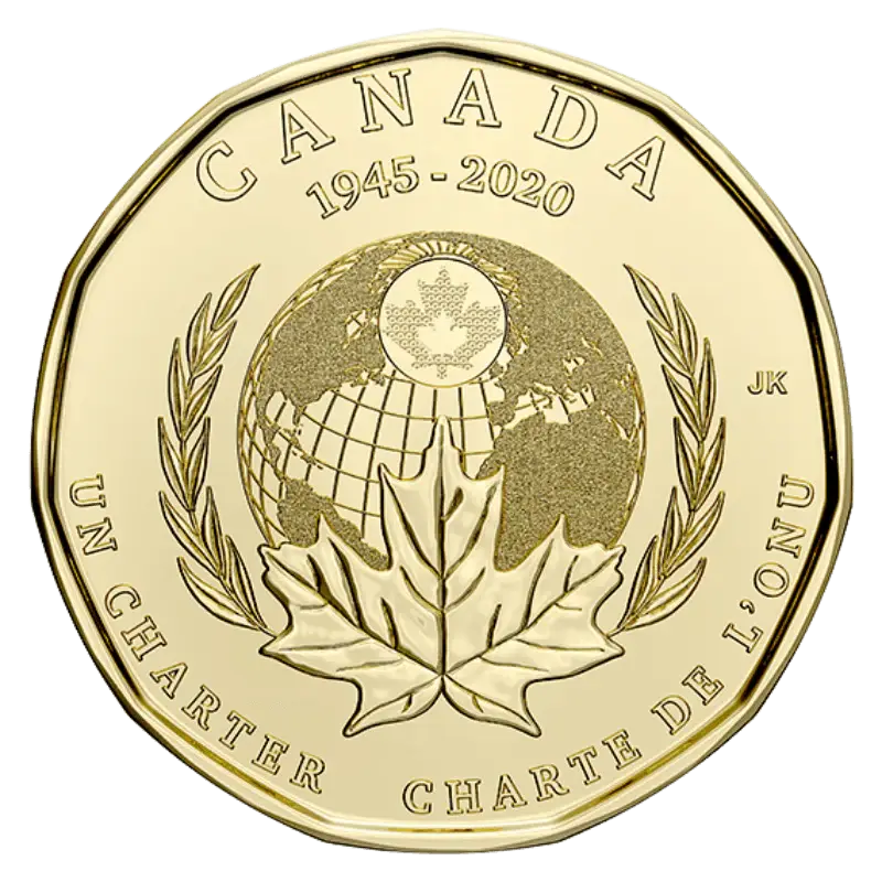 (Non - Coloured) 2020 Canadian $1 Signing Of The United Nations Charter 75th Anniv - Mastercoins
