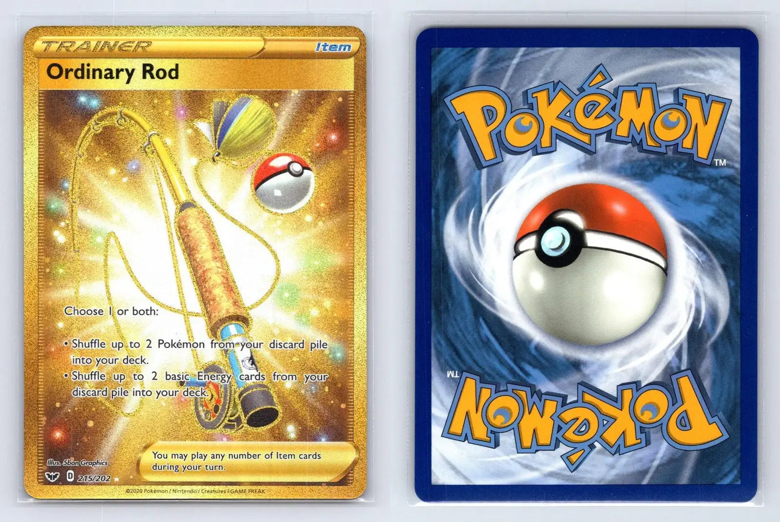 gold ordinary rod pokemon card 215/202 Sword & Shield NM Paldea Evolved Singles Pokémon - Trick Or Style:Grand Larceny 8