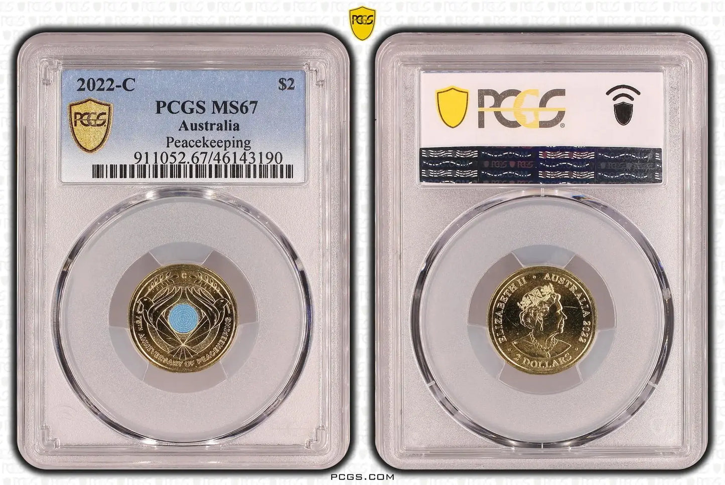 PCGS MS67 2022 $2 C Mint Peacekeeping - Mastercoins