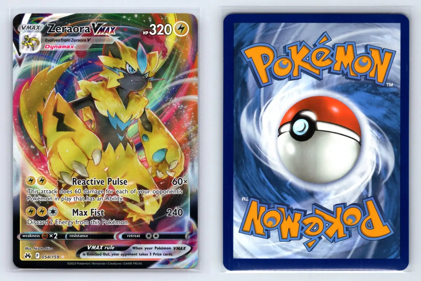 Zeraora VMAX 054/159 Rare VMAX Crown Zenith Pokemon Near Mint