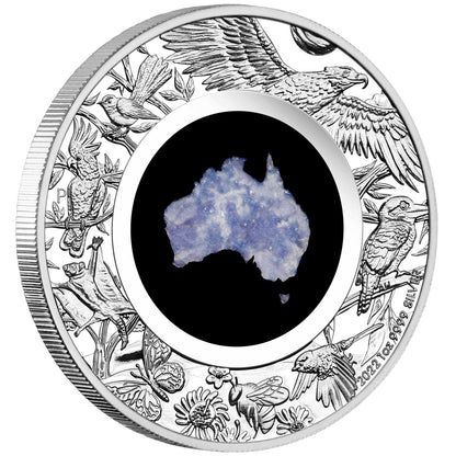 2022 Great Southern Land 1oz Silver Proof Blue Lepidolite Coin - Mastercoins