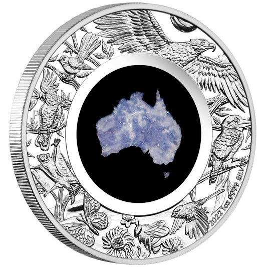 2022 Great Southern Land 1oz Silver Proof Blue Lepidolite Coin - Mastercoins