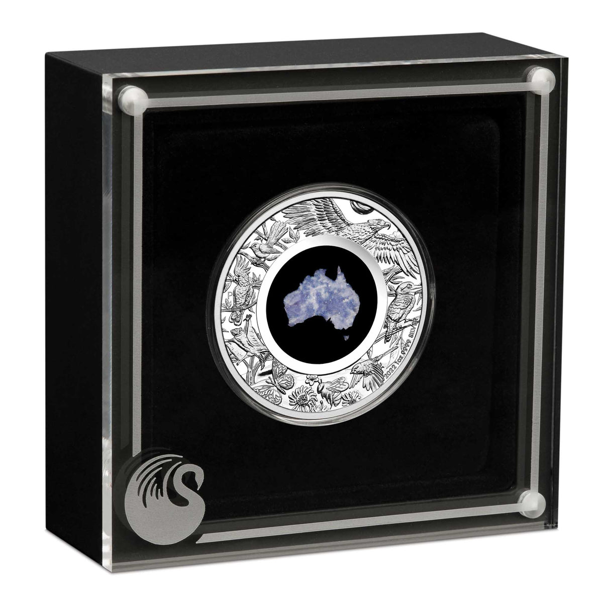 2022 Great Southern Land 1oz Silver Proof Blue Lepidolite Coin in case - Mastercoins