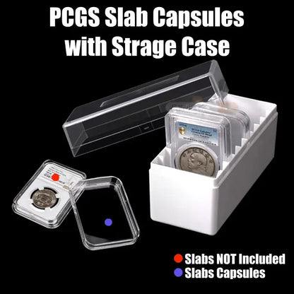 10 PCGS Capsules with Storage Case - Mastercoins