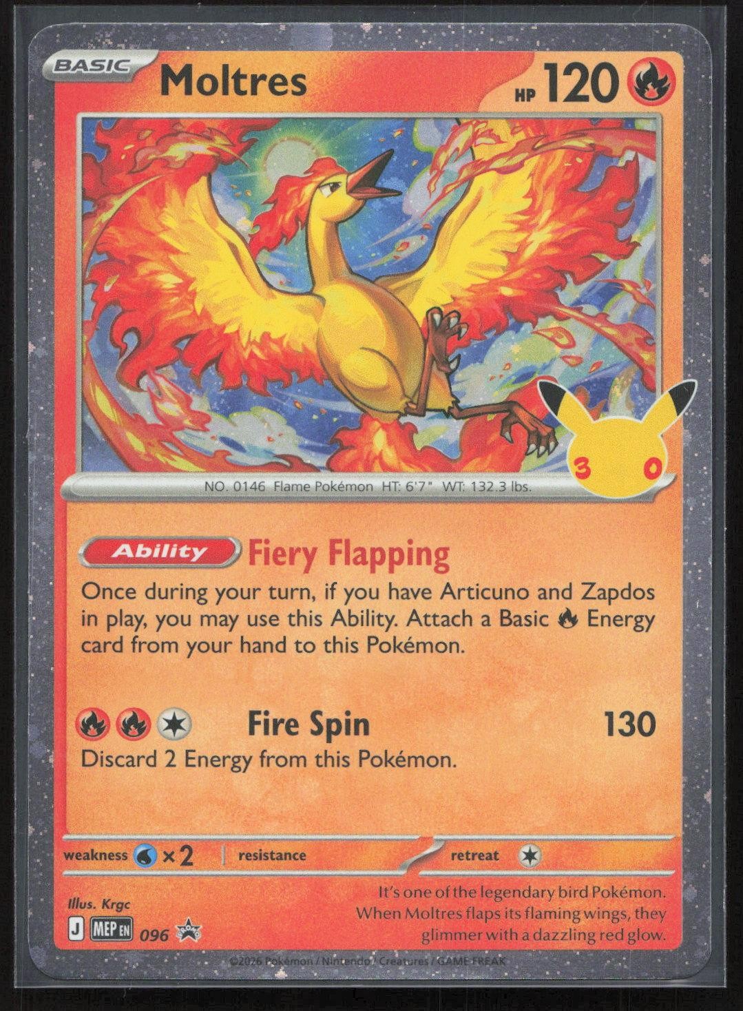 Moltres (30th Celebration) 096 ME: Mega Evolution Promo Promo NM Mastercoins
