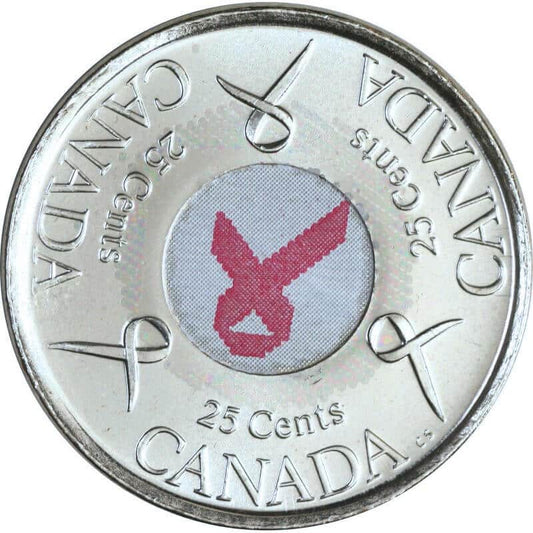 2006 Canadian 25 Cent Pink Ribbon, Breast Cancer Awareness Coloured Quarter Coin - Mastercoins