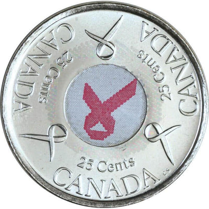 2006 Canadian 25 Cent Pink Ribbon, Breast Cancer Awareness Coloured Quarter Original Coin Roll - Mastercoins