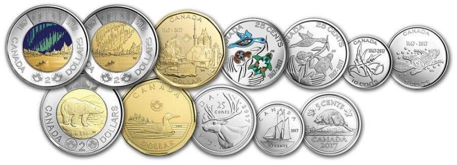 2017 150th Circulation 12 Coin Collection - Includes Glow in Dark Toonie - Mastercoins