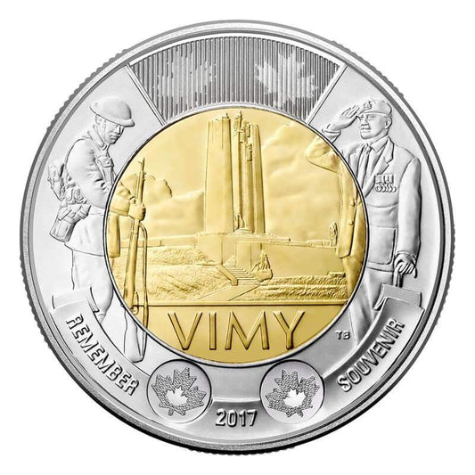2017 Canadian $2 The Battle of Vimy Ridge 100th Anniv Remembrance Toonie Coin - UNC ex Mint Roll - Mastercoins