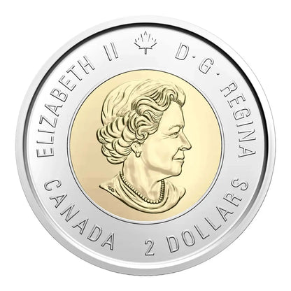 2018 Canadian $2 Armistice 100th Anniv Remembrance Coloured Poppy Toonie Coin - UNC ex Mint Roll - Mastercoins