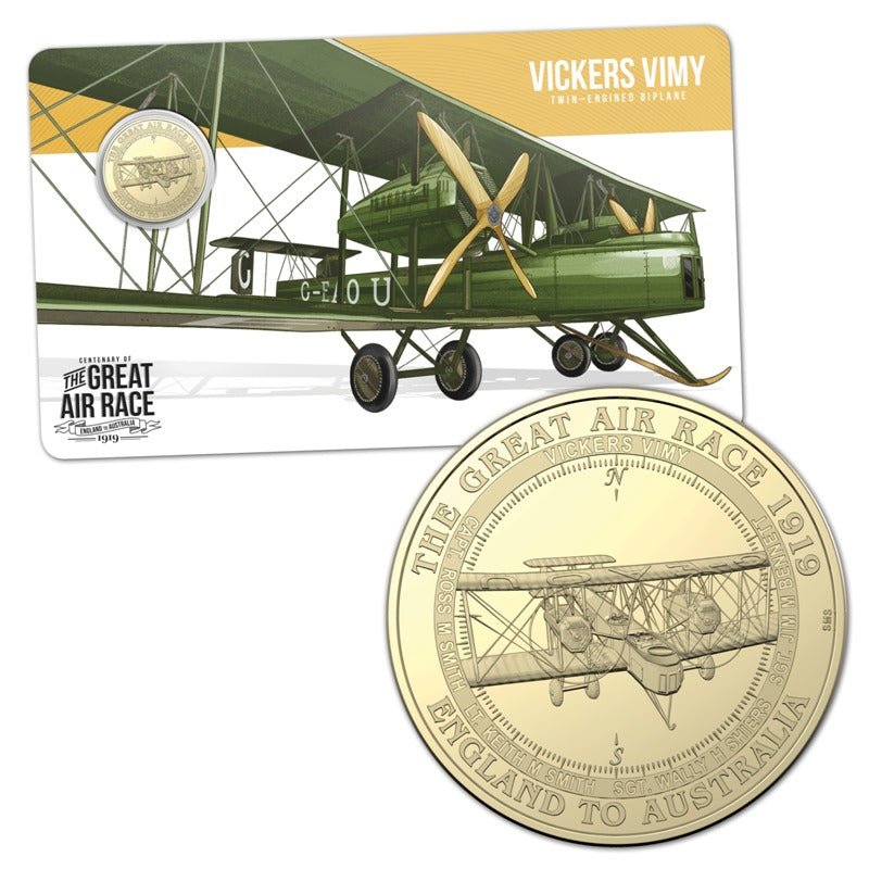 2019 $1 Centenary of the Great Air Race England to Australia Coloured Coin - Mastercoins