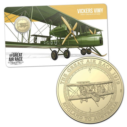 2019 $1 Centenary of the Great Air Race England to Australia Coloured Coin - Mastercoins