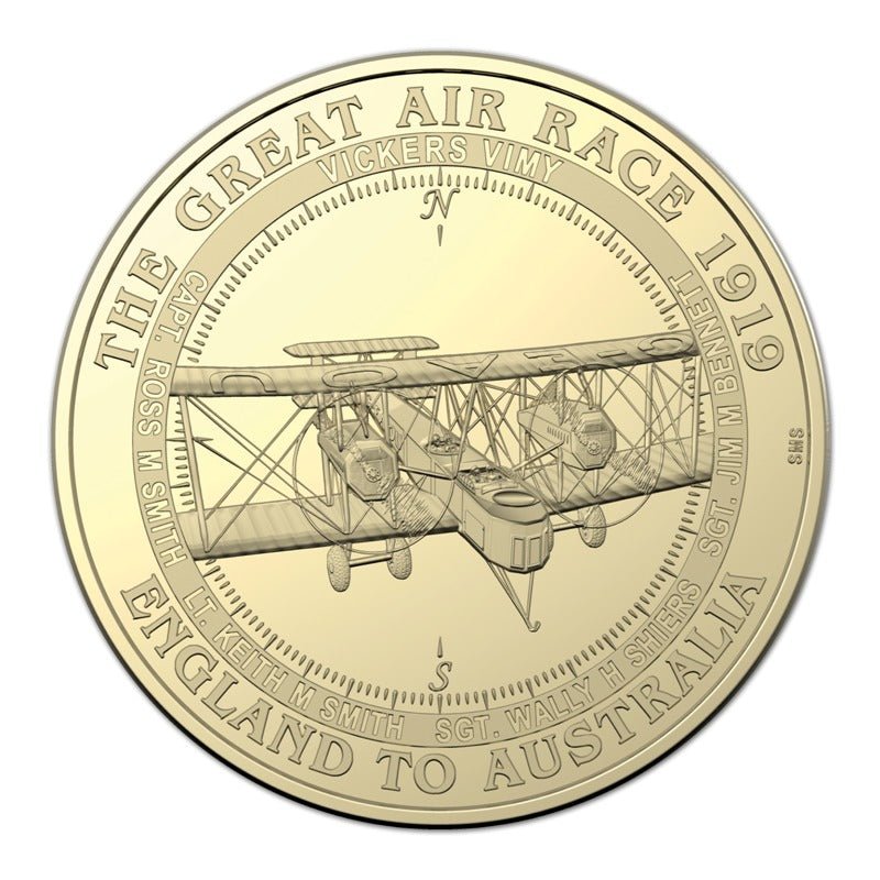2019 $1 Centenary of the Great Air Race England to Australia Coloured Coin - Mastercoins