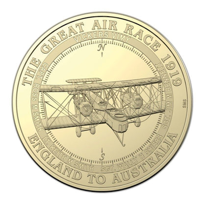 2019 $1 Centenary of the Great Air Race England to Australia Coloured Coin - Mastercoins