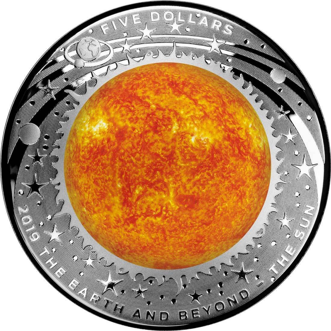 2019 $5 The Earth & Beyond - The Sun 1oz Silver Proof Domed Coin - Mastercoins