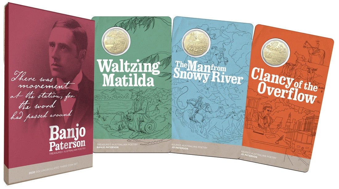 2020 50c Banjo Paterson Treasured Australian Poetry Uncirculated Three-Coin Set - Mastercoins