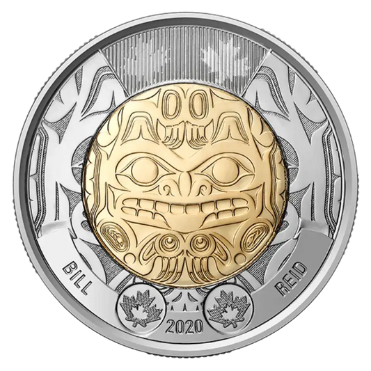 2020 Canadian $2 Bill Reid Toonie Non - Coloured - UNC ex Mint Roll - Mastercoins