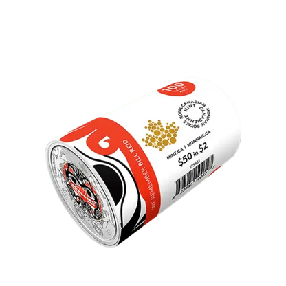 2020 Canadian $2 Bill Reid: Xhuwaji, Haida Grizzly Bear Coloured Toonie Special Wrap Roll - Mastercoins