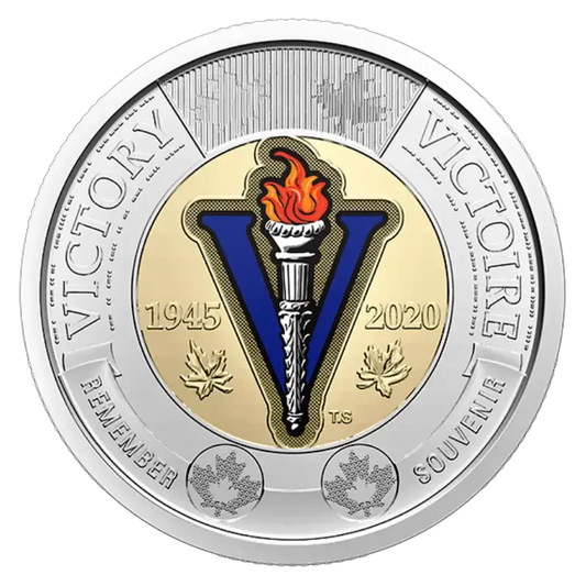 2020 Canadian $2 End of the WWII 75th Anniv/Victory Coloured Toonie Coin - UNC ex Mint Roll - Mastercoins