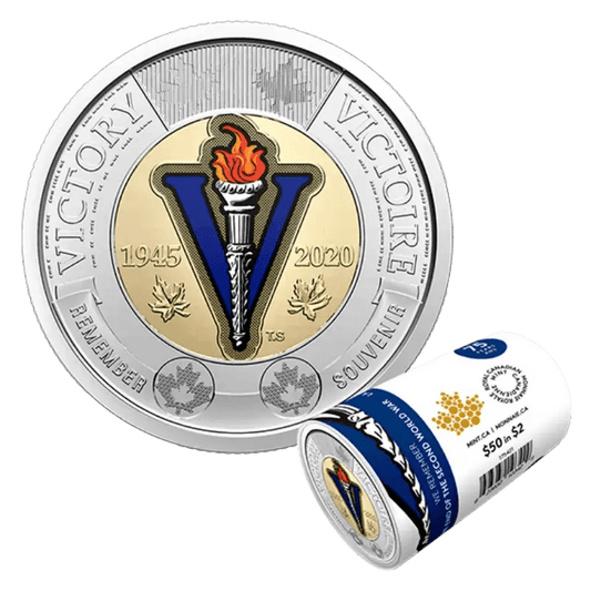 2020 Canadian $2 End of the WWII 75th Anniv/Victory Coloured Toonie Special Wrap Coin Roll - Mastercoins