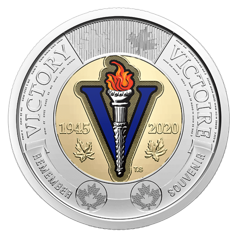 2020 Canadian $2 End of the WWII 75th Anniv/Victory Coloured Toonie Special Wrap Coin Roll - Mastercoins