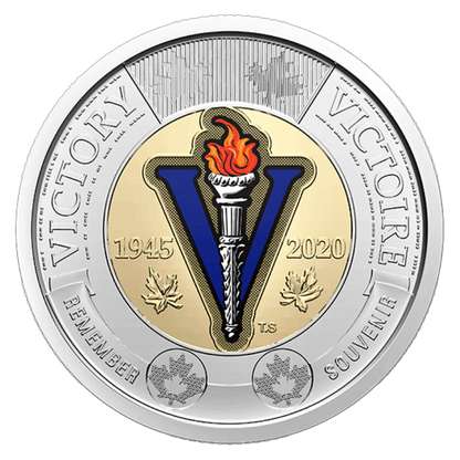 2020 Canadian $2 End of the WWII 75th Anniv/Victory Coloured Toonie Special Wrap Coin Roll - Mastercoins