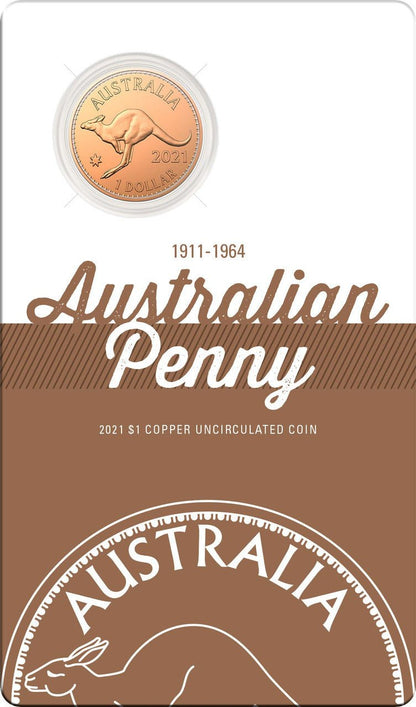 2021 $1 Australian Penny 1911-1964 Copper Uncirculated Coin - Mastercoins