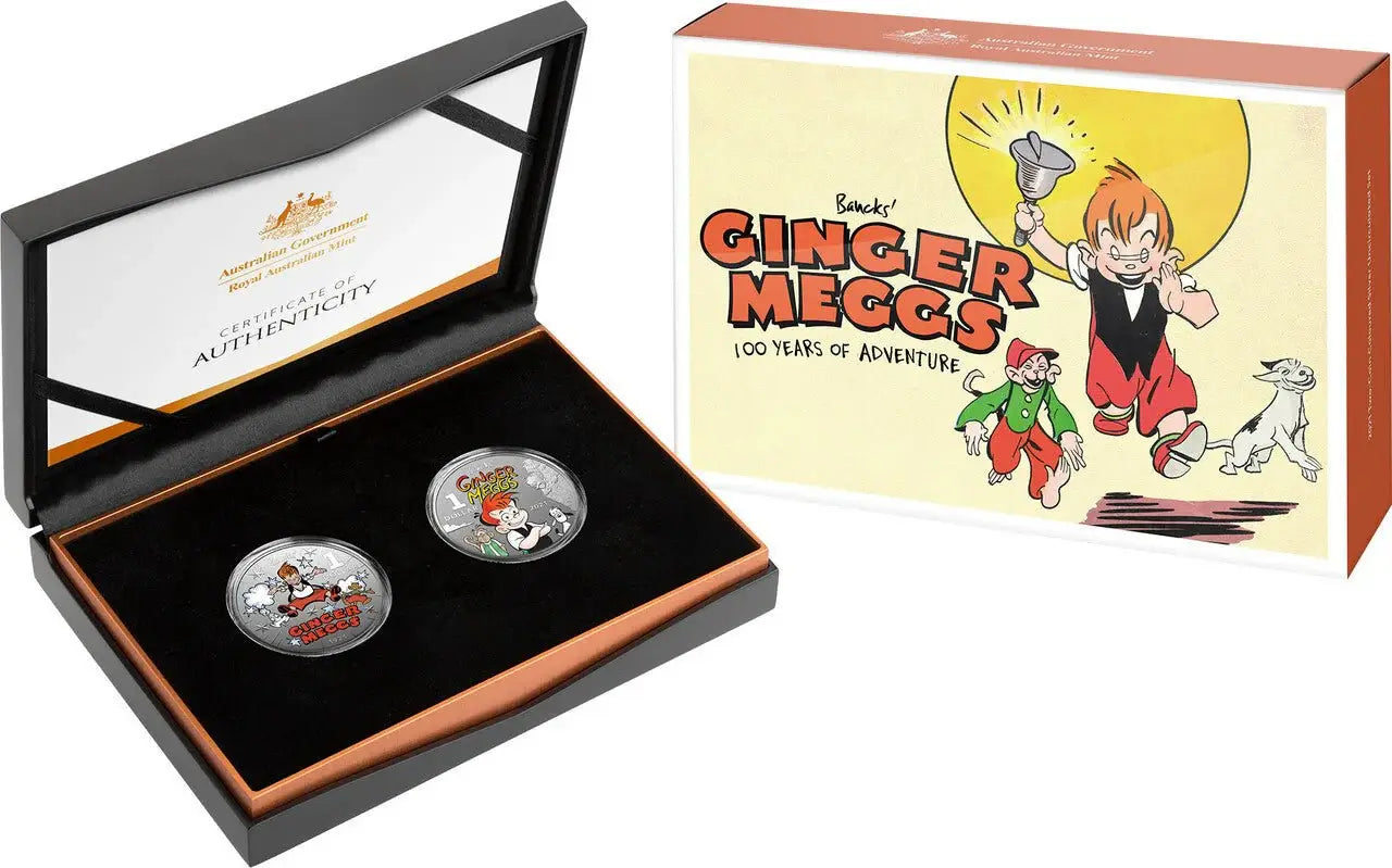 2021 $1 Centenary Of Ginger Meggs Coloured Two Coin 1/2 oz Silver - Mastercoins