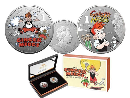 2021 $1 Centenary Of Ginger Meggs Coloured Two Coin 1/2 oz Silver - Mastercoins