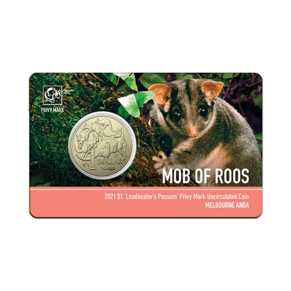 2021 $1 Mob of Roos 'Leadbeater's Possum' Privy Mark Uncirculated Coin - Melbourne ANDA - Mastercoins