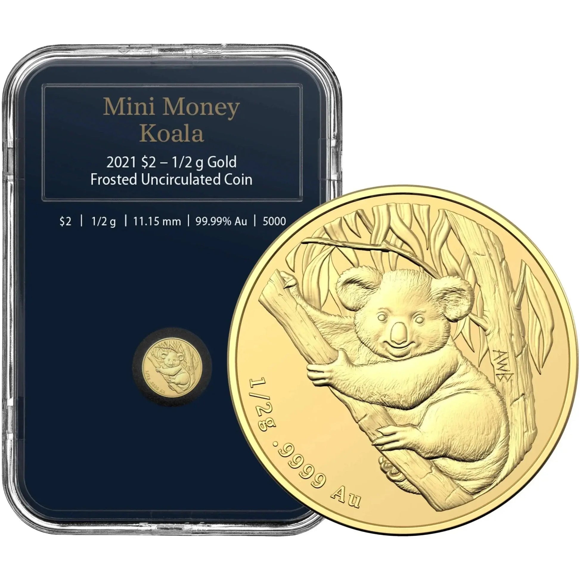 2021 $2 Mini Koala 1/2 gram 0.5g .9999 Gold Frosted Uncirculated Coin - Mastercoins