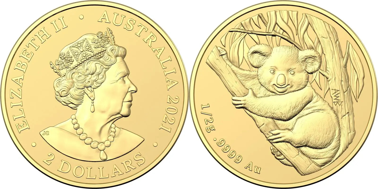 2021 $2 Mini Koala 1/2 gram 0.5g .9999 Gold Frosted Uncirculated Coin - Mastercoins