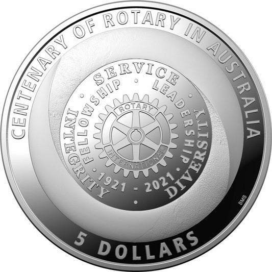 2021 $5 Centenary of Rotary In Australia 1oz Silver Proof Coin - Mastercoins