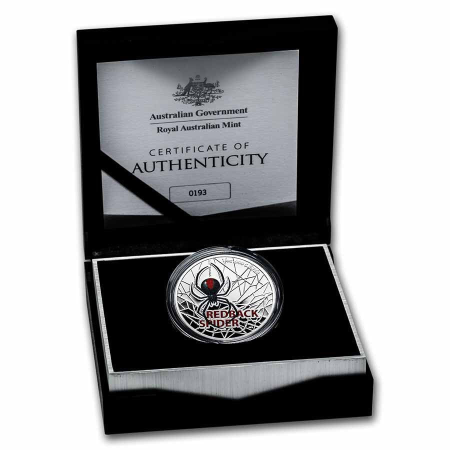 2021 $5 Redback Spider 1oz Silver Proof Coloured Coin - Mastercoins