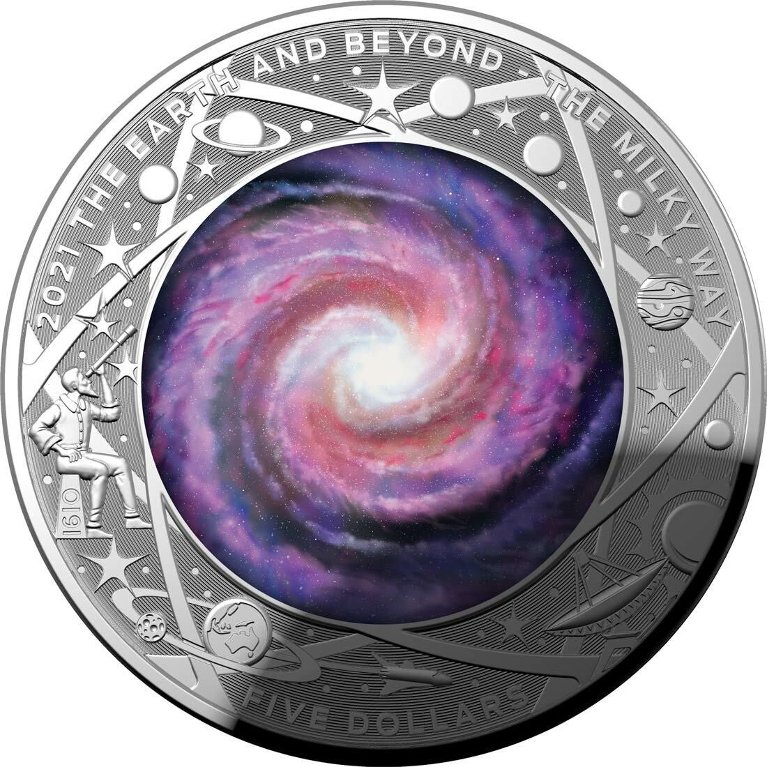 2021 $5 The Earth & Beyond - The Milky Way 1oz Silver Proof Domed Coin - Mastercoins