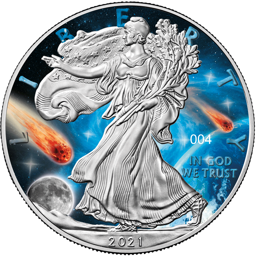 2021 American Eagle 1oz Silver .999 BU Coin - Glowing Galaxy III (Limited 500) - Mastercoins