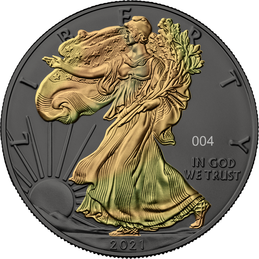 2021 American Eagle 1oz Silver .999 BU Coin - Golden Holo (Limited 500) - Mastercoins
