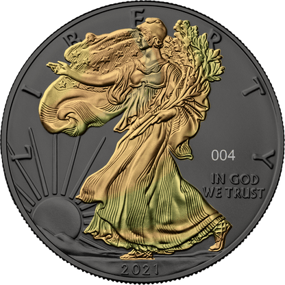 2021 American Eagle 1oz Silver .999 BU Coin - Golden Holo (Limited 500) - Mastercoins