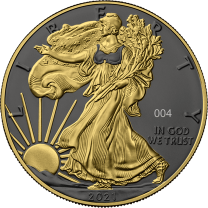 2021 American Eagle 1oz Silver .999 BU Coin - Golden Ring (Limited 500) - Mastercoins