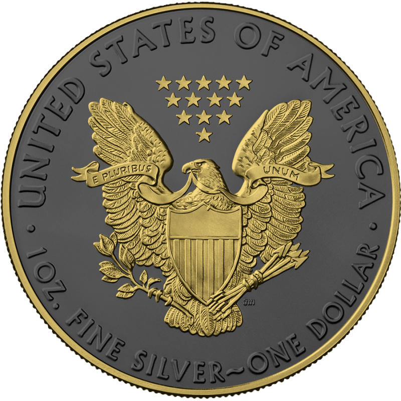 2021 American Eagle 1oz Silver .999 BU Coin - Golden Ring (Limited 500) - Mastercoins