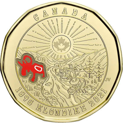 2021 Canadian $1 Klondike Gold Rush 125th Anniv Coloured Loonie Special Wrap Coin Roll - Mastercoins