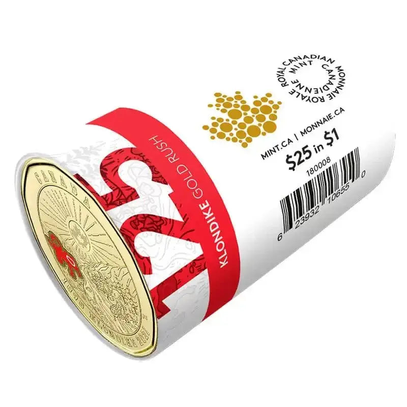 2021 Canadian $1 Klondike Gold Rush 125th Anniv Coloured Loonie Special Wrap Coin Roll - Mastercoins