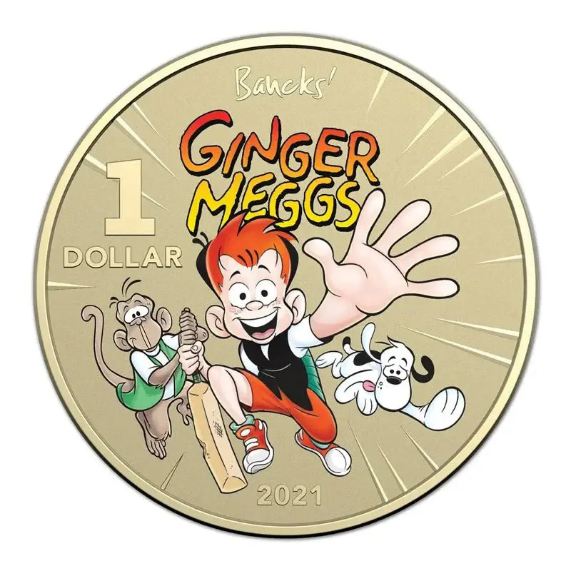 2021 Ginger Meggs Centenary Coloured 2 Coin $1 UNC Set - Mastercoins