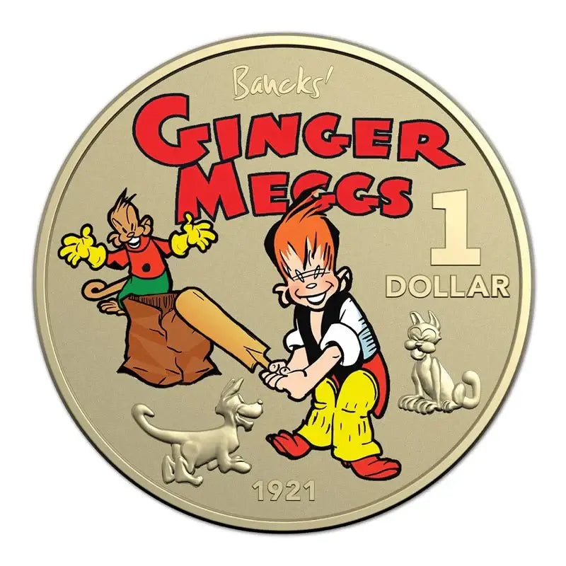 2021 Ginger Meggs Centenary Coloured 2 Coin $1 UNC Set - Mastercoins