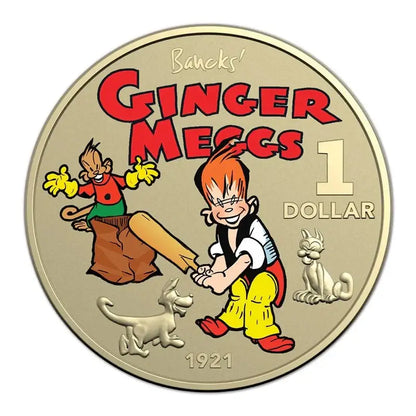 2021 Ginger Meggs Centenary Coloured 2 Coin $1 UNC Set - Mastercoins